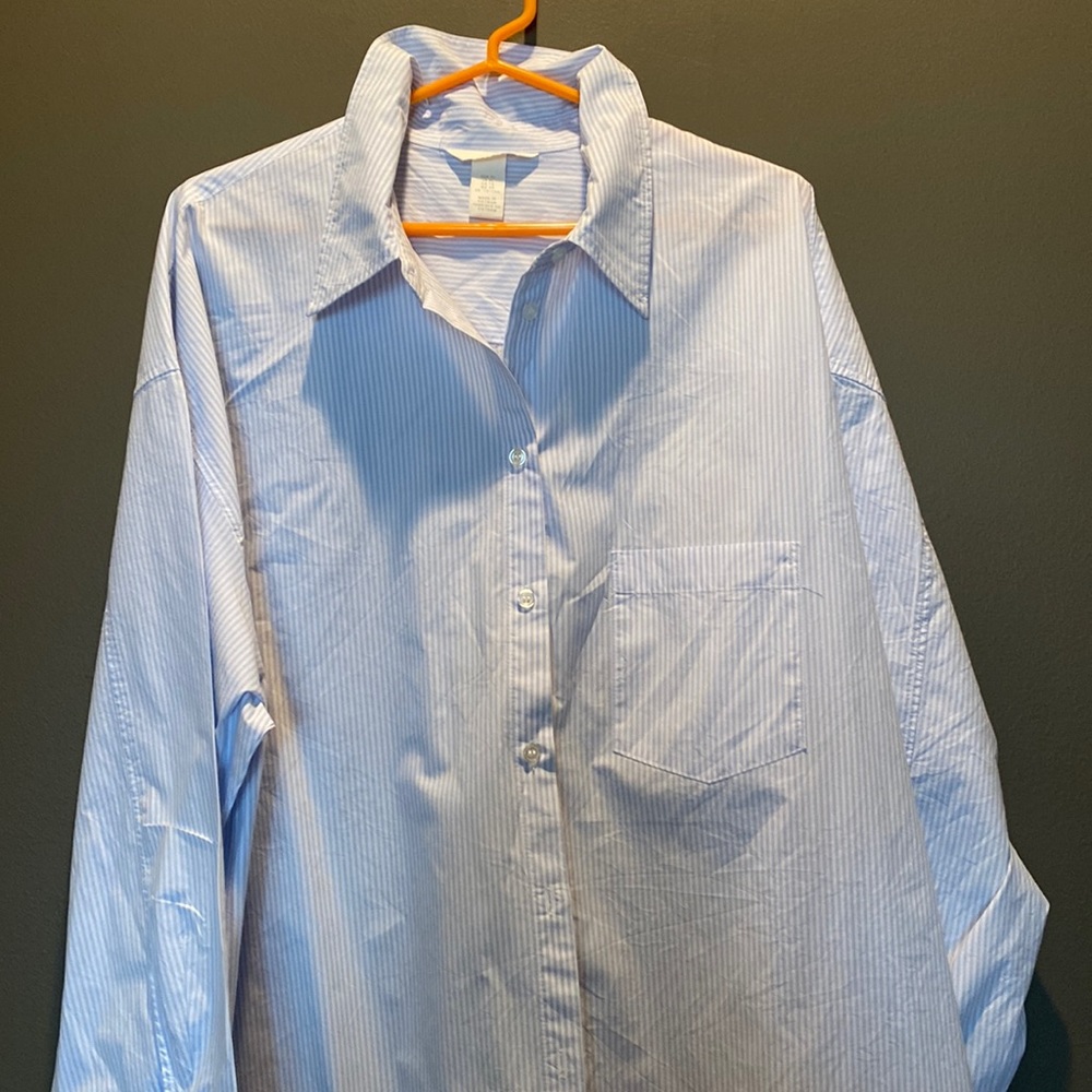 Oversized pinstripe cotton button down